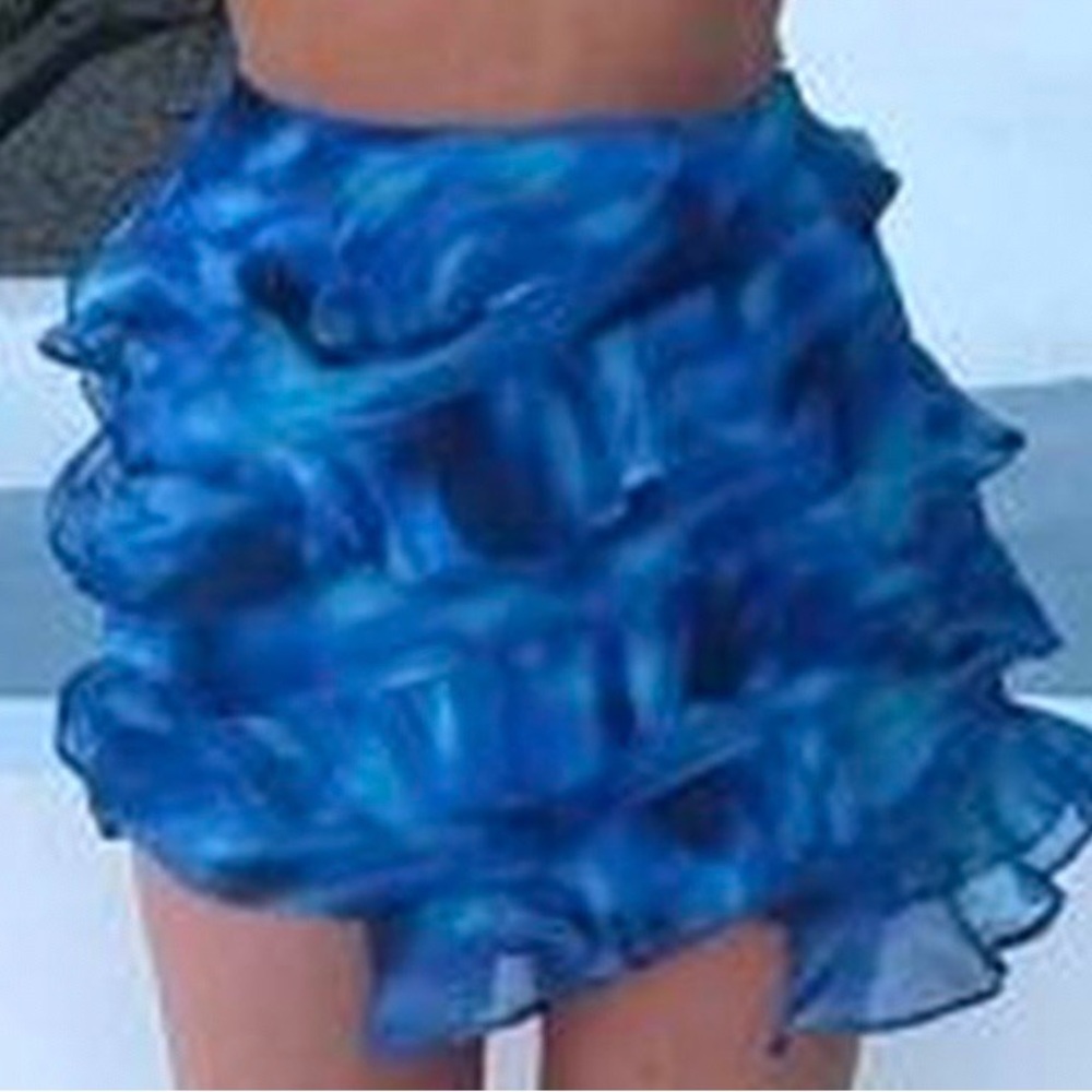ASOS Blue Ruffled Mini Skirt - Picture 2 of 2